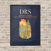 Thumbnail for Dresden Airport DRS vertical canvas print - framed - navy blue background