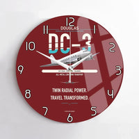 Thumbnail for Douglas DC-3 design on dark red no frame wall clock