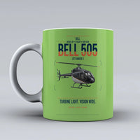 Thumbnail for Bell 505 Jet Ranger X design on light green ceramic mug, double-side print