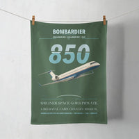 Thumbnail for Bombardier Challenger 850 design on dark green towel