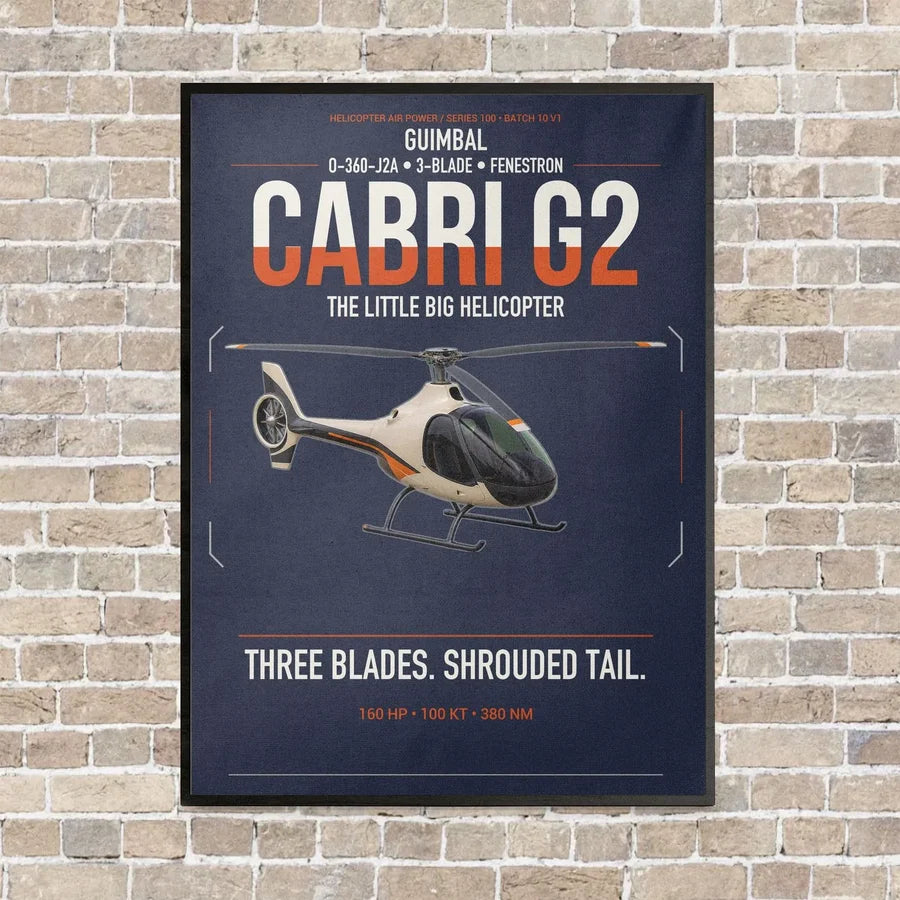Guimbal Cabri G2 vertical canvas print - framed - navy blue background