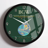 Thumbnail for Baghdad International Airport BGW Wall-Clock Framed - Dark Green