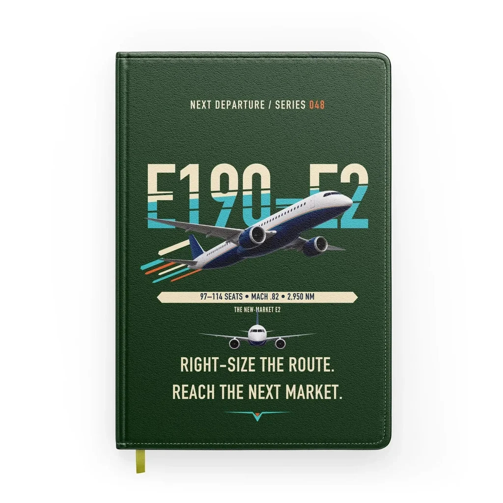 Embraer E190-E2 design on dark green notebook