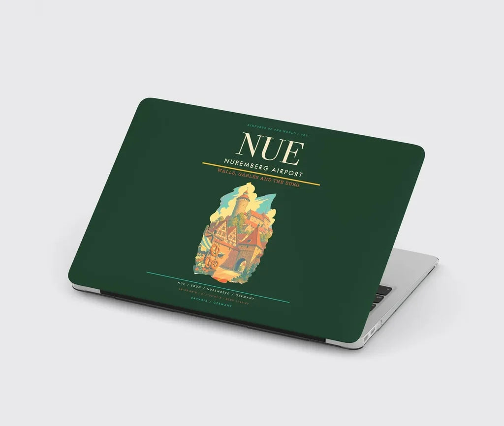Nuremberg Airport (NUE) design on dark green MacBook case