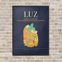 Thumbnail for Lublin Airport LUZ vertical canvas print - framed - navy blue background