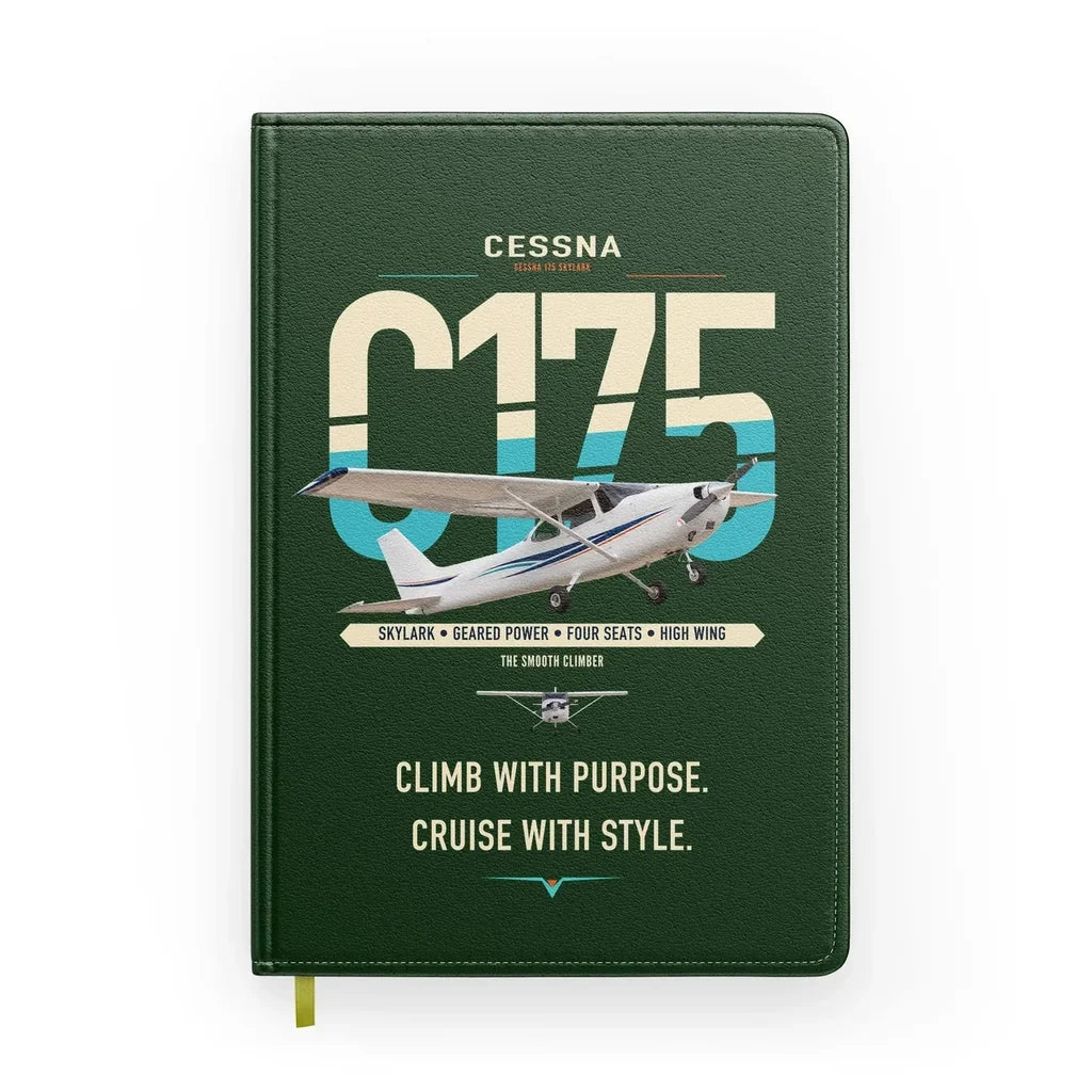 Cessna 175 Skylark design on dark green notebook