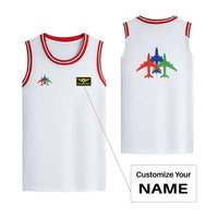 Thumbnail for Colourful 3 Airplanes Designed Basketball Style Sports Tank Tops - view 13