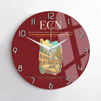 Thumbnail for Ercan International Airport (ECN) design on dark red no frame wall clock