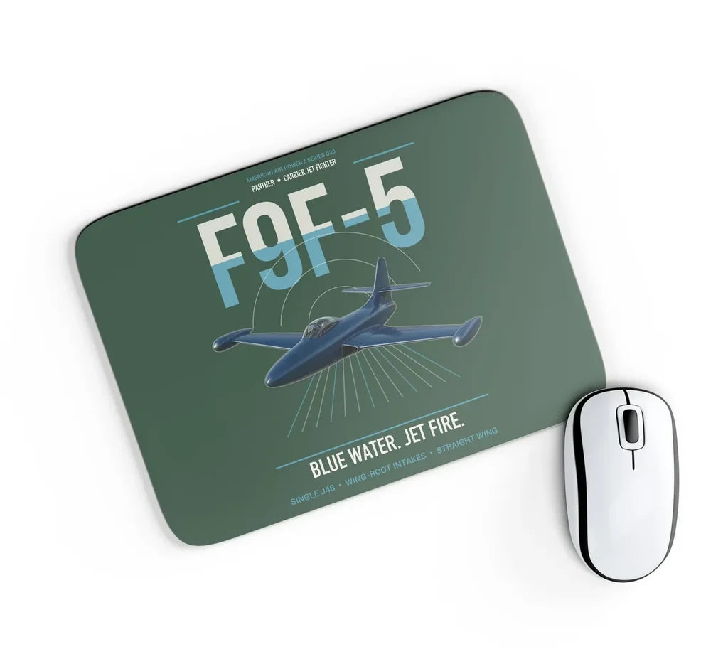 F9F-5 Panther design on dark green rectangle mouse pad