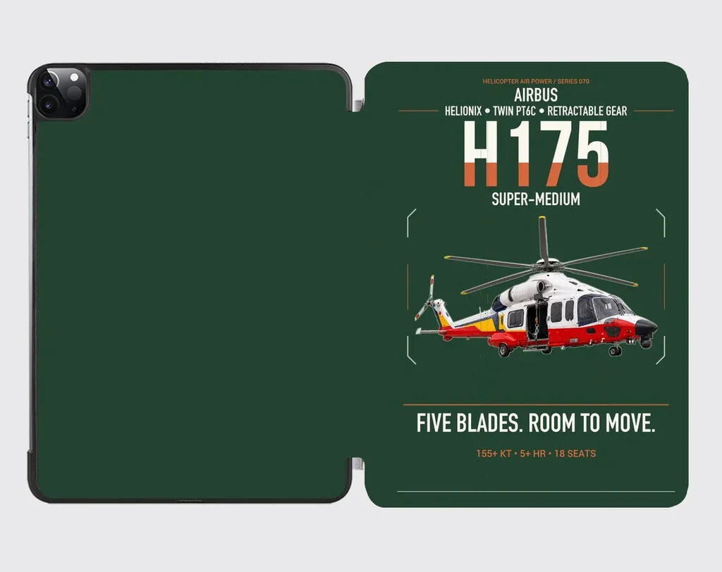 Airbus H175 design on dark green ipad tablet case