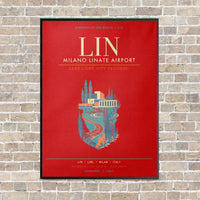 Thumbnail for Milano Linate Airport LIN - Canvas Framed - Red