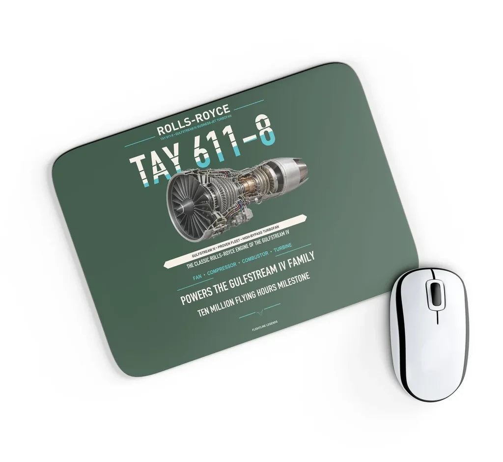 TAY 611-8 design on dark green rectangle mouse pad