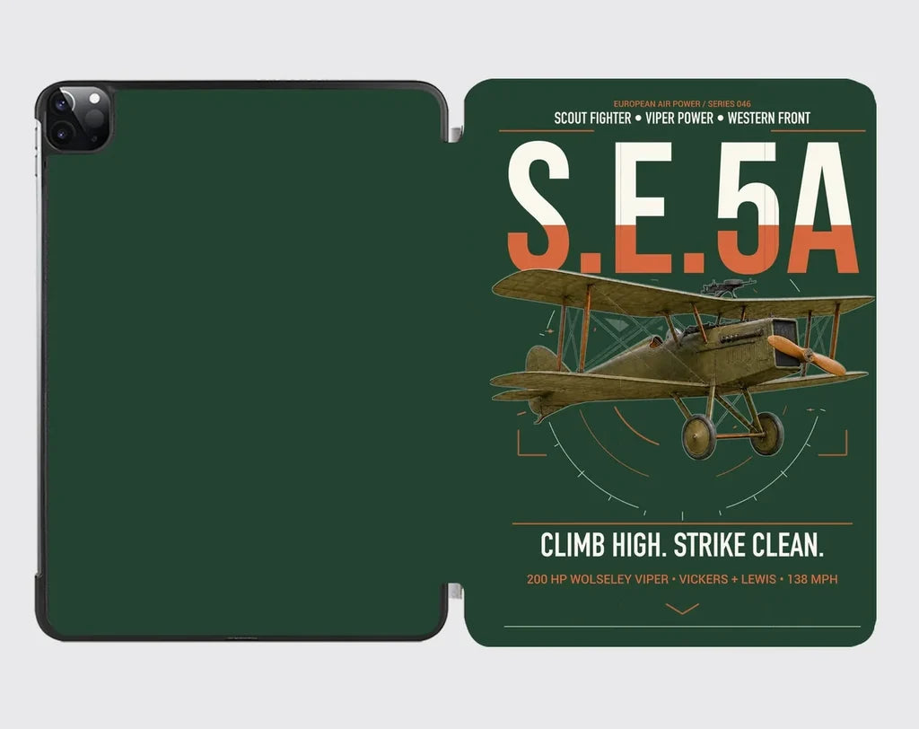 Royal Aircraft Factory S.E.5a design on dark green ipad tablet case
