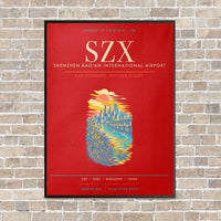 Thumbnail for Shenzhen Bao'an International Airport SZX - Canvas Framed - Red
