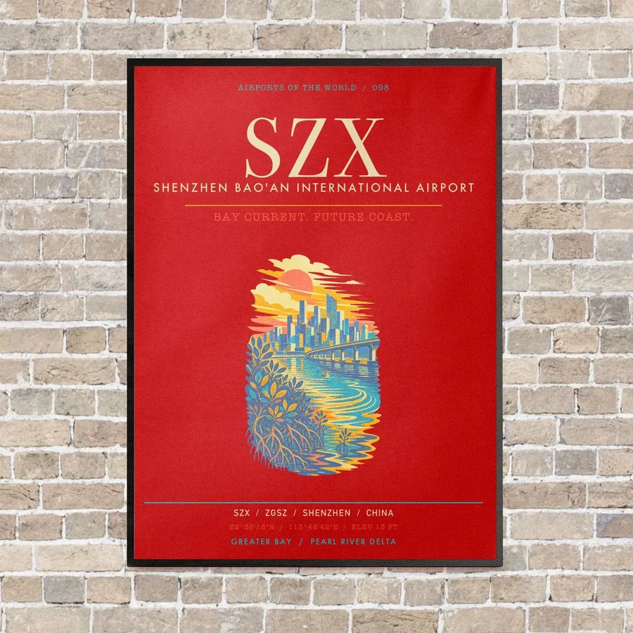 Shenzhen Bao'an International Airport SZX - Canvas Framed - Red