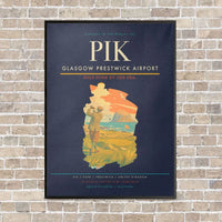Thumbnail for Glasgow Prestwick Airport PIK vertical canvas print - framed - navy blue background