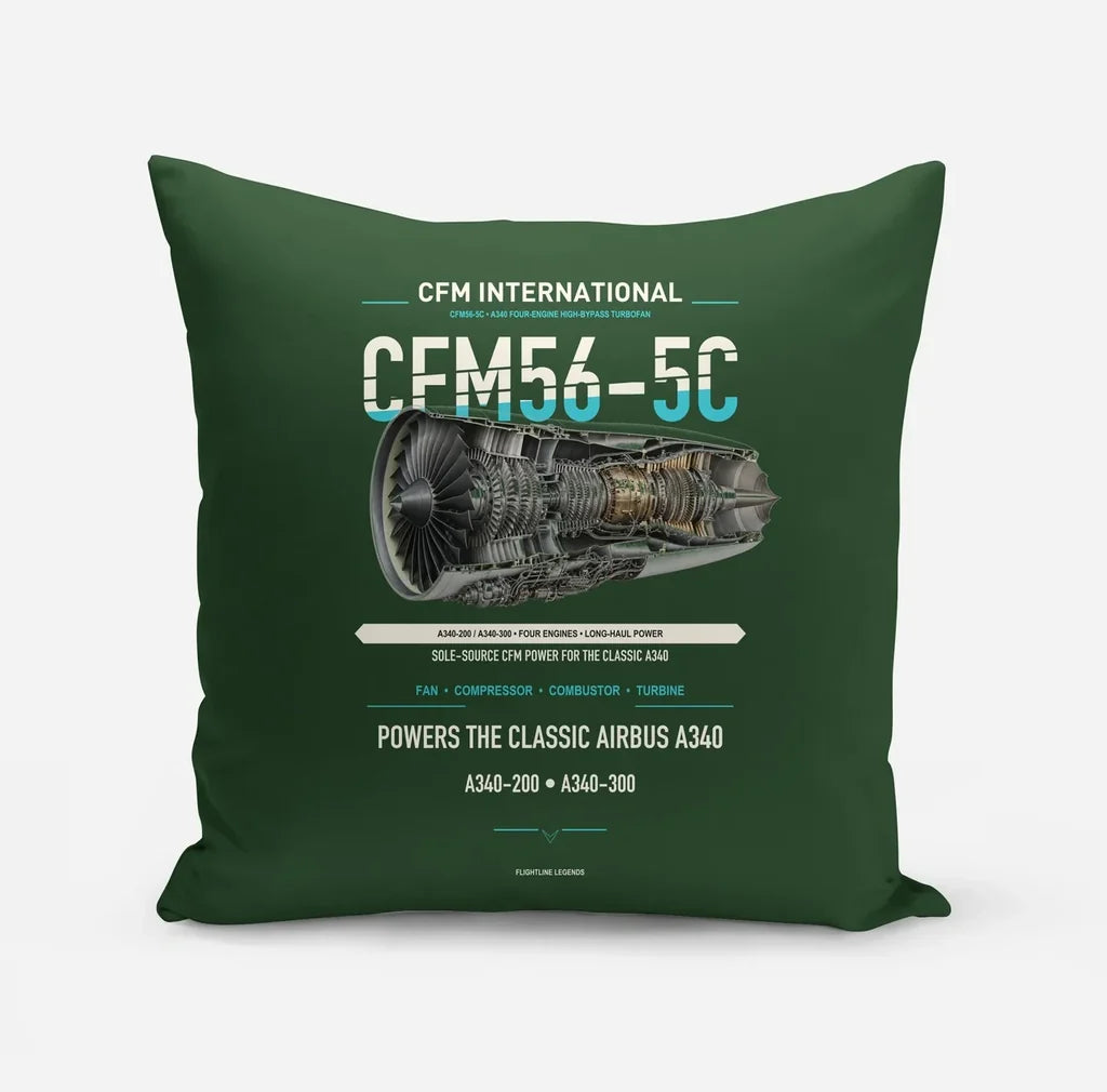 CFM56-5C design on dark green pillow