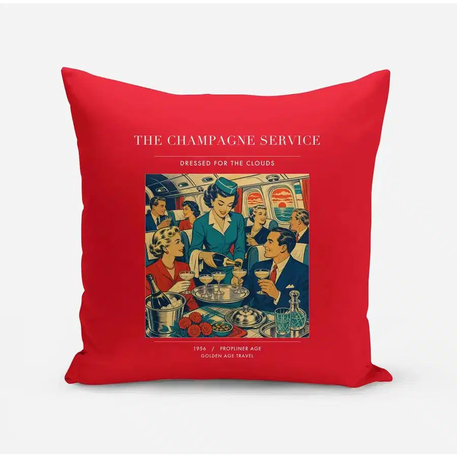 VINTAGE G4087 - The Champagne Service - Designed Pillows design on red