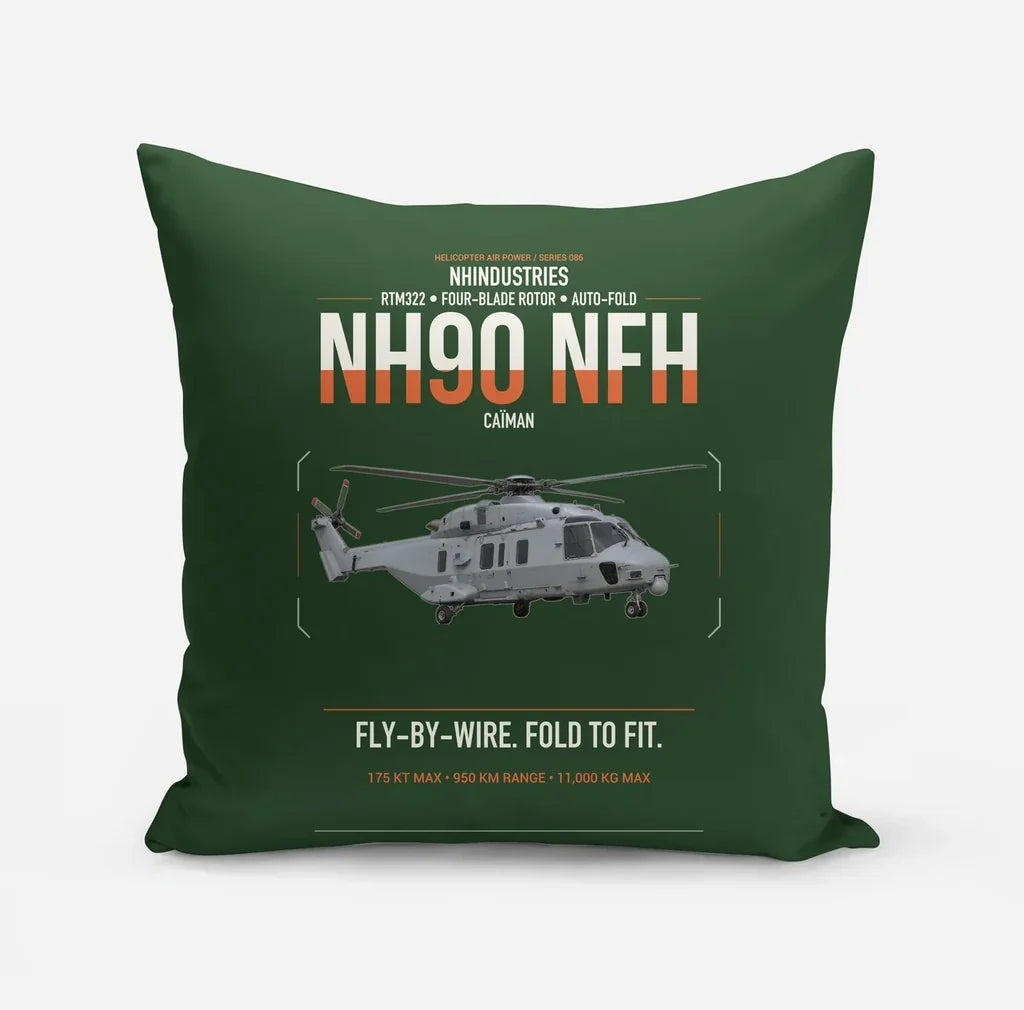 NHIndustries NH90 NFH Caïman design on dark green pillow