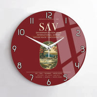 Thumbnail for Savannah-Hilton Head International Airport (SAV) design on dark red no frame wall clock