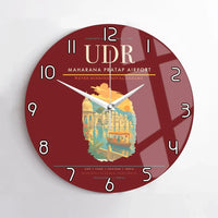 Thumbnail for Maharana Pratap Airport (UDR) design on dark red no frame wall clock