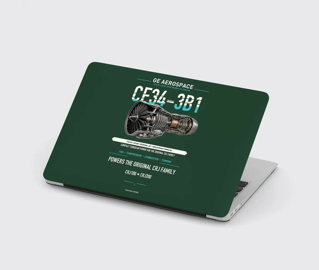CF34-3B1 design on dark green MacBook case