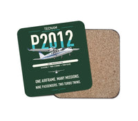 Thumbnail for Tecnam P2012 Traveller design on dark green 1 piece coaster