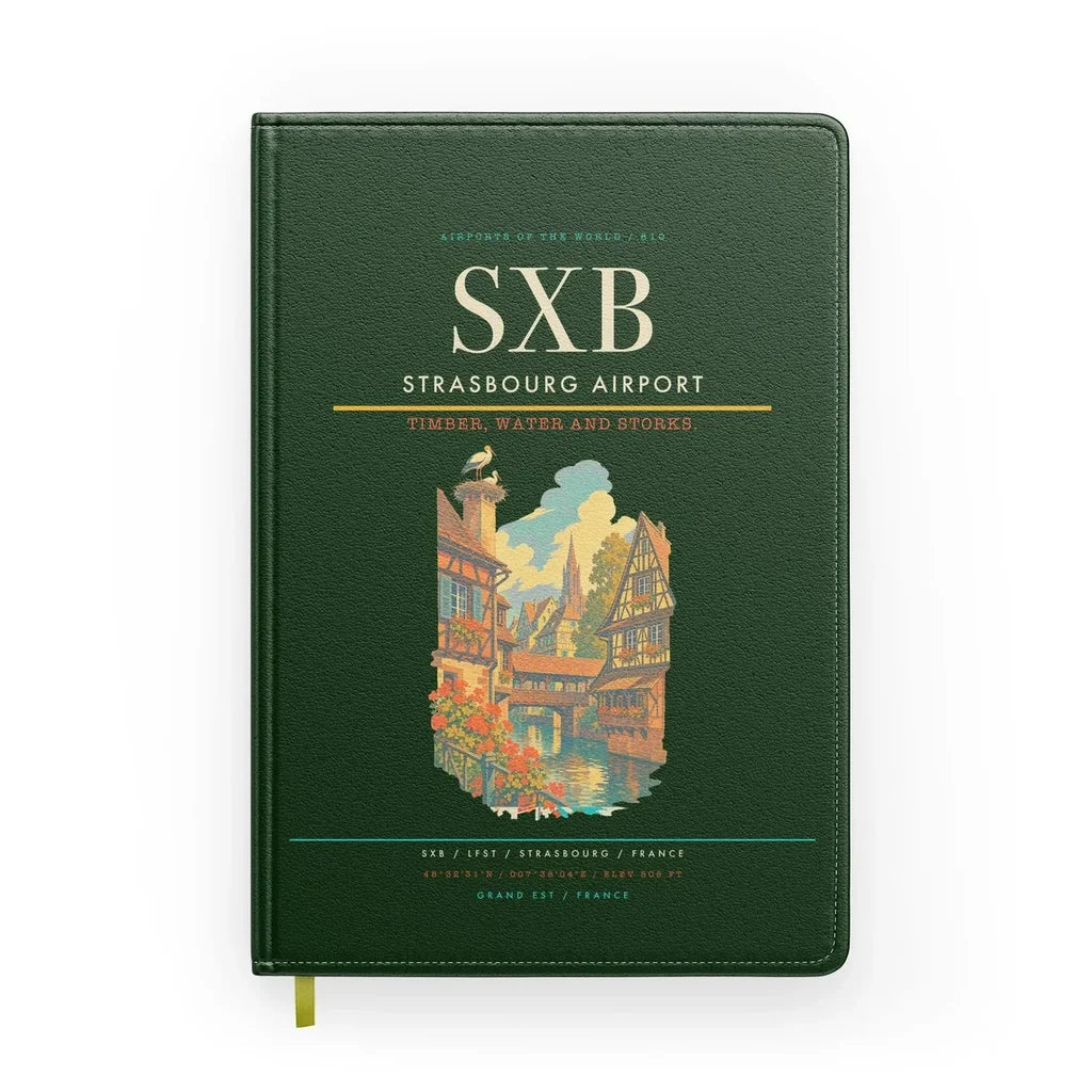 Strasbourg Airport (SXB) design on dark green notebook