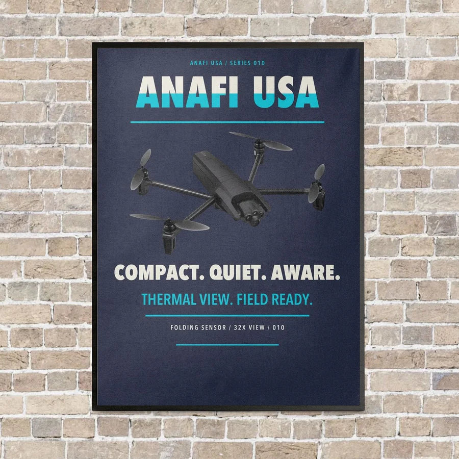 Parrot ANAFI USA vertical canvas print - framed - navy blue background