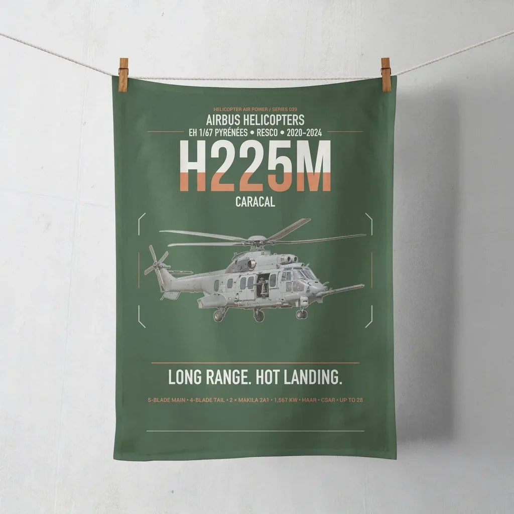 Airbus Helicopters H225M Caracal design on dark green towel