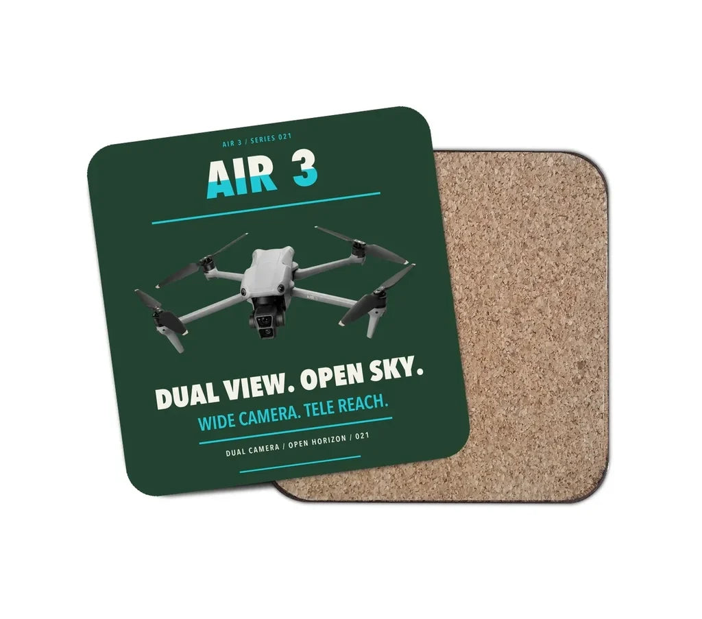 DJI Air 3 design on dark green 1 piece coaster