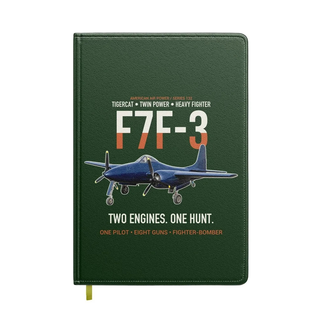 F7F-3 Tigercat Two Engines One Hunt design on dark green notebook