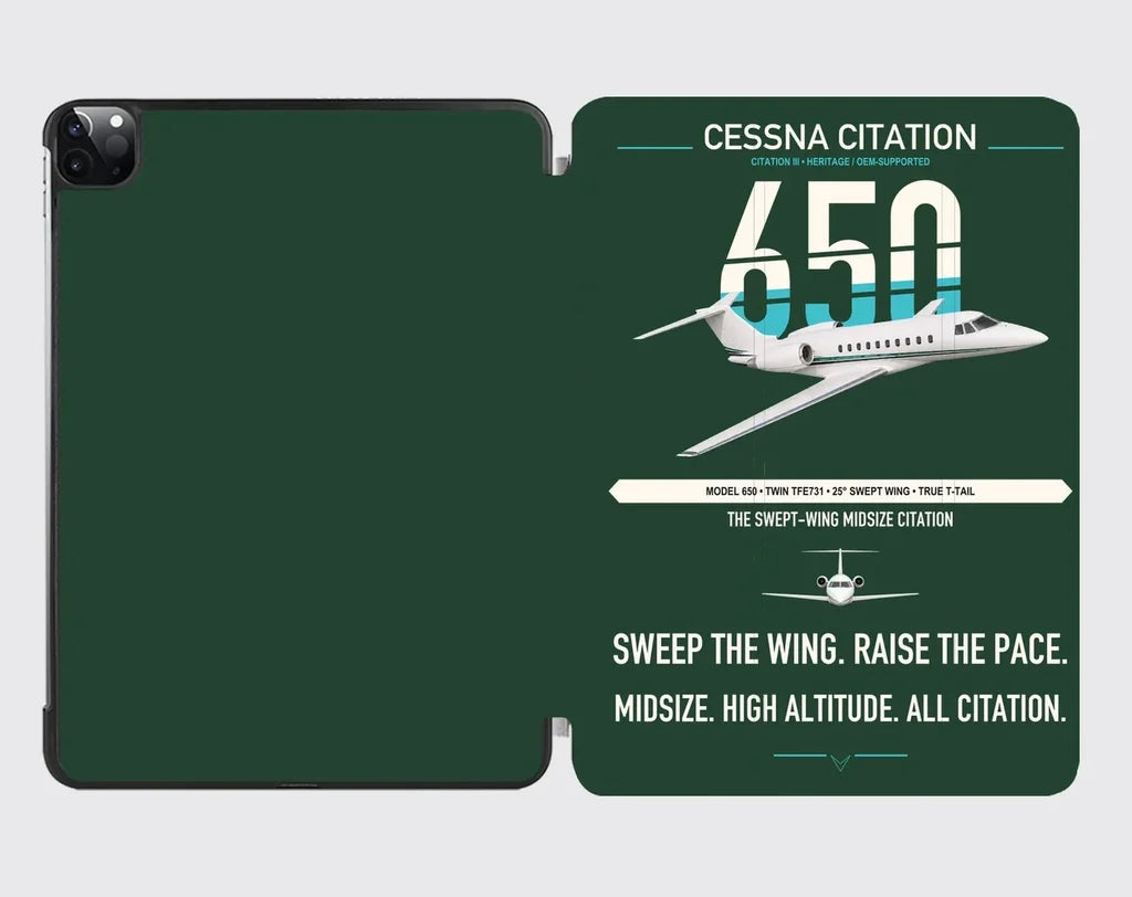 Cessna Citation 650 - Citation III design on dark green ipad tablet case