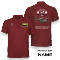 Thumbnail for Airbus Helicopters H145M LUH SOF design on red+name double-side polo t-shirt, double-side print