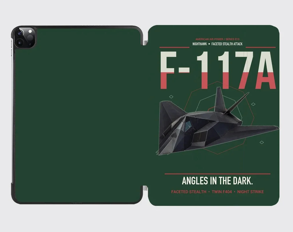 F-117A Nighthawk design on dark green ipad tablet case