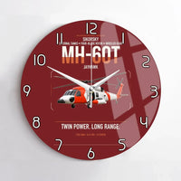 Thumbnail for Sikorsky MH-60T Jayhawk design on dark red no frame wall clock