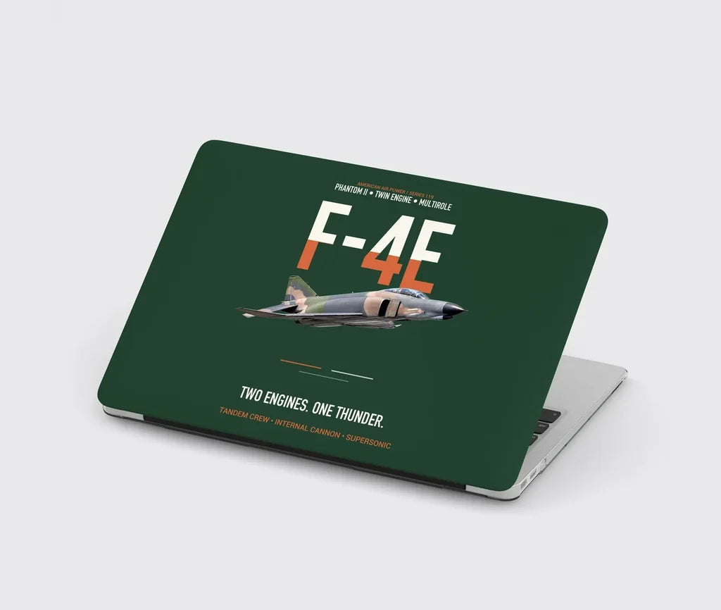 F-4E Phantom II Two Engines One Thunder design on dark green MacBook case