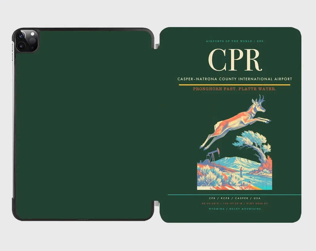 Casper–Natrona County International Airport (CPR) design on dark green ipad tablet case
