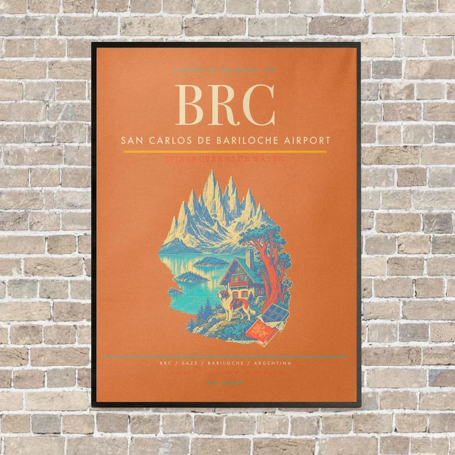 San Carlos de Bariloche Airport BRC - Canvas Framed - Orange