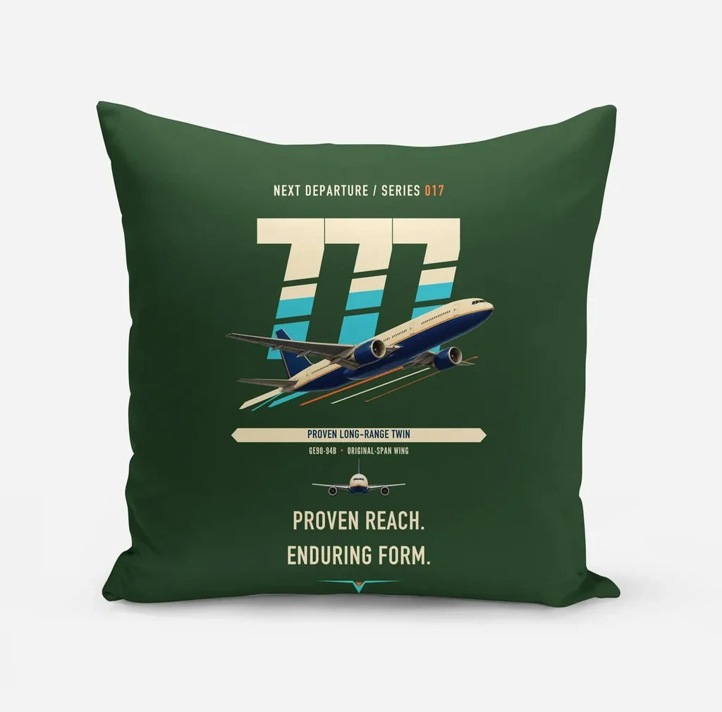Boeing 777-200ER design on dark green pillow