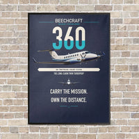 Thumbnail for Beechcraft King Air 360 vertical canvas print - framed - navy blue background