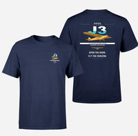 Thumbnail for Piper J-3 Cub design on navy blue t-shirt, double-side print