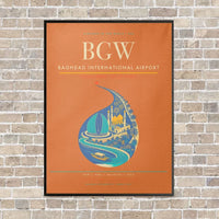 Thumbnail for Baghdad International Airport BGW - Canvas Framed - Orange