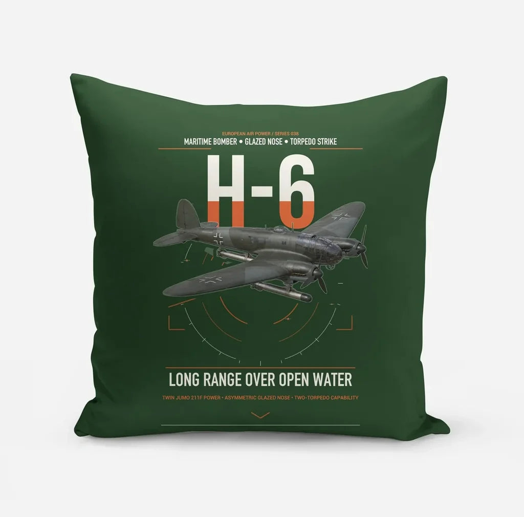 Heinkel He 111H-6 design on dark green pillow