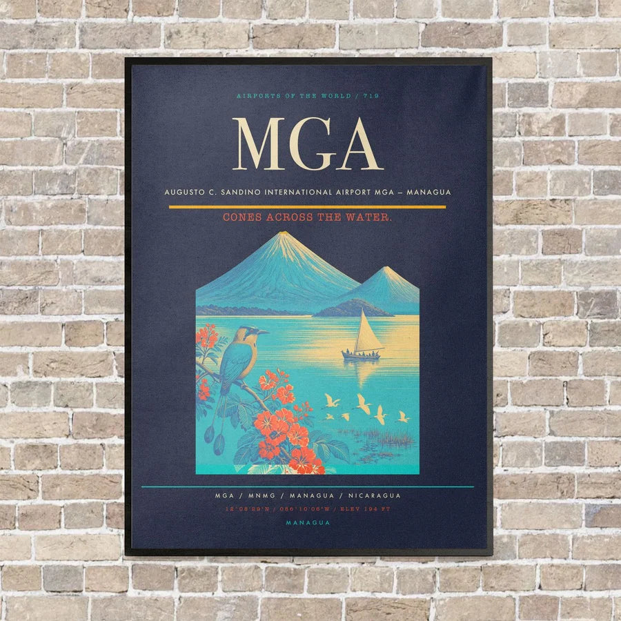 Augusto C. Sandino International Airport MGA — Managua vertical canvas print - framed - navy blue background