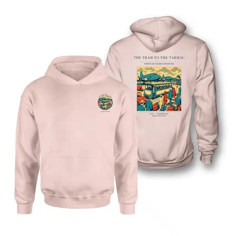 VINTAGE G4372 - The Tram To The Tarmac - Double-Side Hoodie design on pink double side