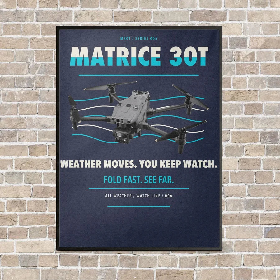 DJI Matrice 30T vertical canvas print - framed - navy blue background