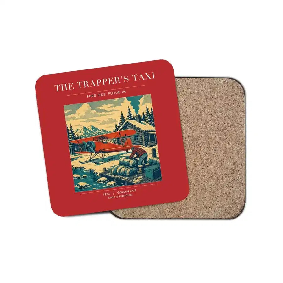 The Trapper's Taxi - Designed Coasters design on red 1-piece