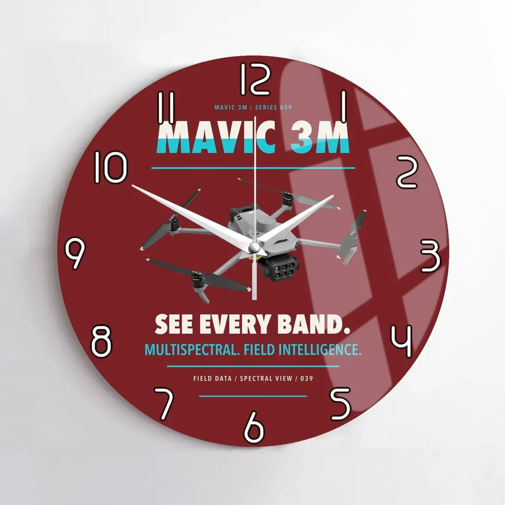 DJI Mavic 3 Multispectral design on dark red no frame wall clock