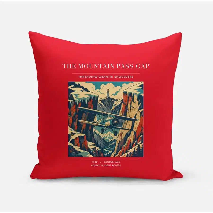VINTAGE G4253 - The Mountain Pass Gap - Designed Pillows design on red